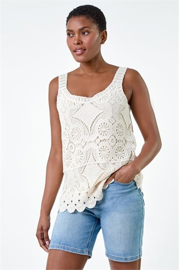 Cotton Crochet Knit Vest Top 16114759