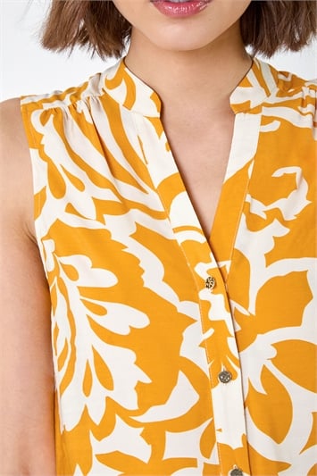 Floral Print Sleeveless Button Blouse 10125999