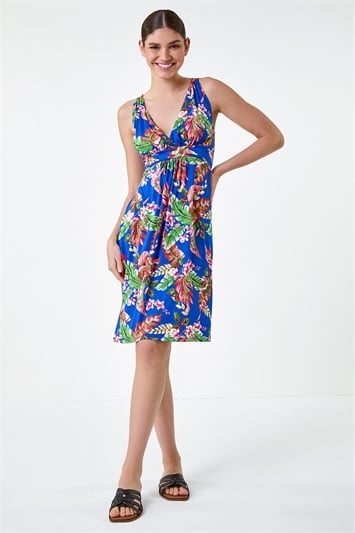 Tropical Floral Stretch Jersey Dress 14557280