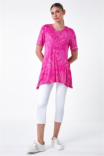Abstract Spot Pocket Stretch Tunic Top 19329817