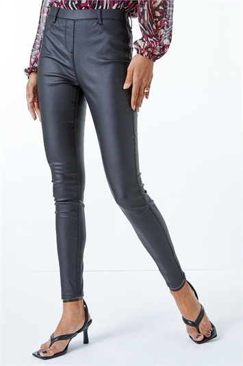 Coated Faux Leather Jeggings 18040108