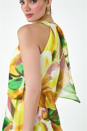 Floral Print Chiffon Overlay Maxi Dress 14417196