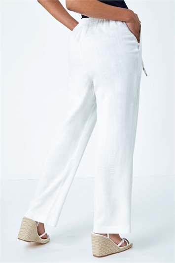 Petite Wide Leg Linen Blend Trouser 18046894
