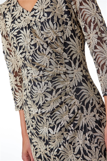 Palm Print Ruched Lace Dress 14212133