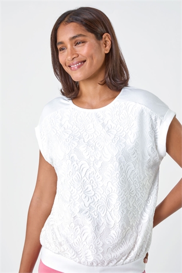 Lace Panel Stretch Jersey Top 19297838