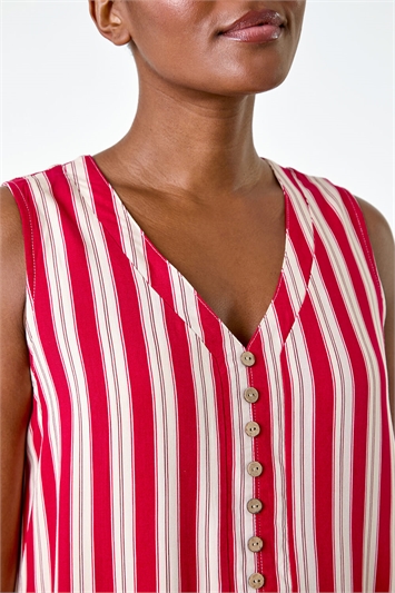 Stripe Print Button Detail Vest Top 20168878