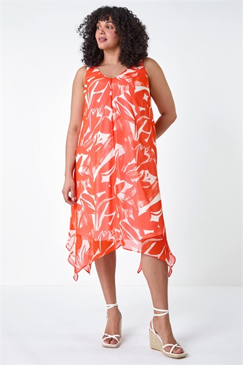 Curve Abstract Print Chiffon Dress 14528164