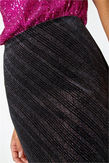 Glitter Velvet Elastic Waist Stretch Skirt 17040208