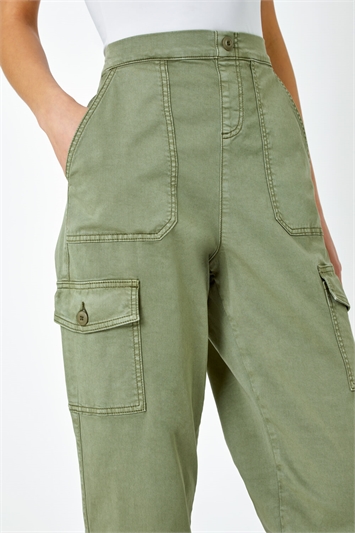 Casual Elastic Waist Cargo Stretch Trousers 18023482