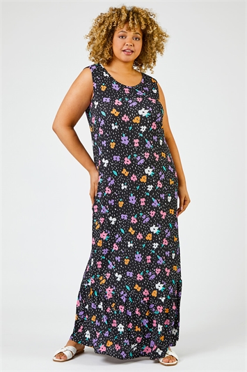 Curve Floral Spot Print Tiered Maxi Dress 14275608