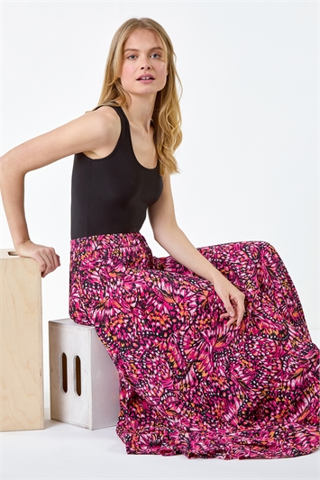Butterfly Crinkle Tiered Maxi Skirt 17047472