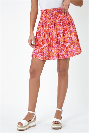 Floral Stretch Shirred Mini Skirt 17045664