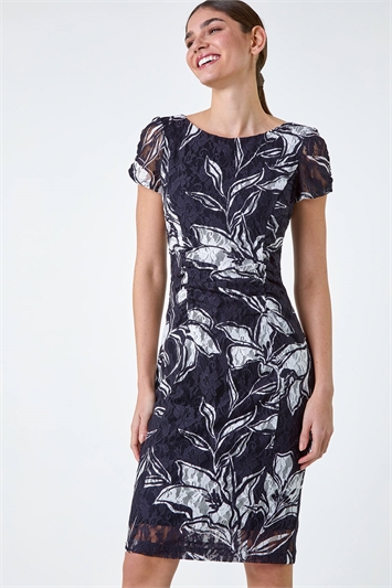 Floral Print Lace Stretch Dress 14490560