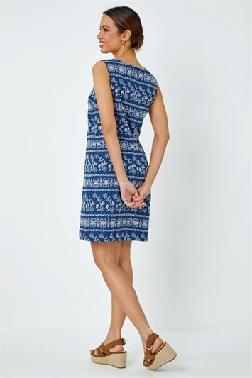 Embroidered Cotton Shift Dress 14389660