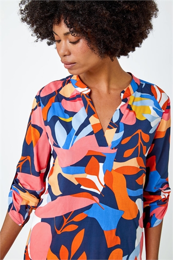 Abstract Print Oversized Shirt 20118722