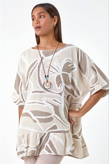 Cotton Oversized Leaf Top and Necklace 20162390