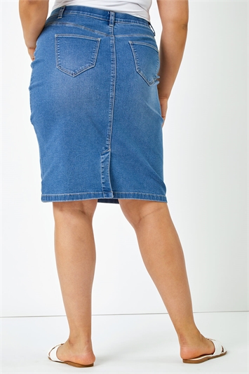 Curve Cotton Denim Stretch Skirt 17032529