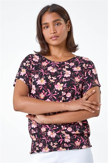 Floral Shirred Stretch Waist T-Shirt 19288472