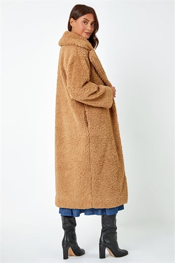Longline Faux Fur Teddy Borg Coat 12028216