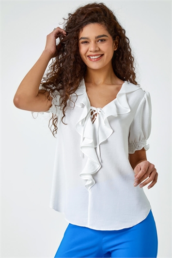 Ruffle Front Tie Detail Blouse 20126738
