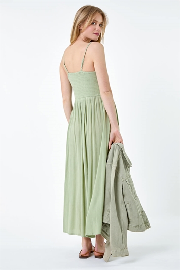 Lace Bodice Shirred Midi Dress 14483940