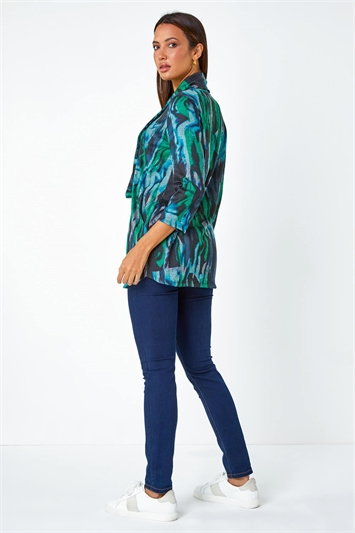 Marble Print Stretch Top with Snood 19270434