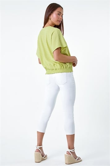 Petite Textured Shirred Stretch Top 19306182