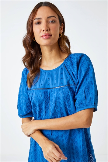 Broderie Puff Sleeve Cotton Top 20119680
