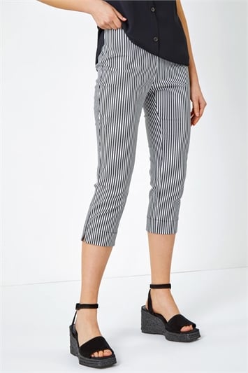 Striped Cropped Stretch Trouser 18045308