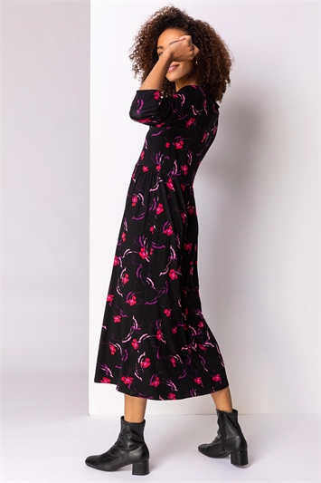 Floral Print Long Sleeve Midi Dress 14179808