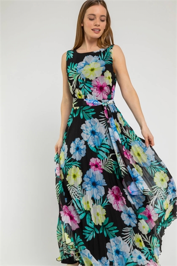 Petite Floral Pleated Maxi Dress 14241808