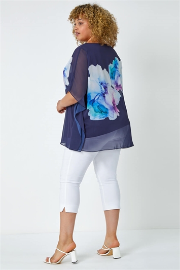 Curve Floral Chiffon Overlay Top 20122960