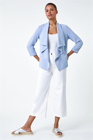Textured Stretch Waterfall Front Jacket 15027645