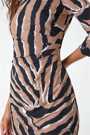 Animal Print Ruched Pleat Detail Dress 14429816