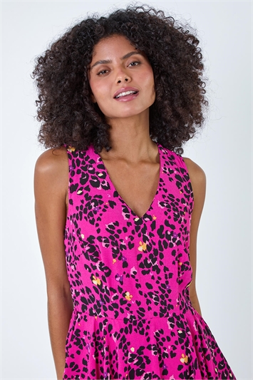Leopard Print Tiered Midi Dress 14239472