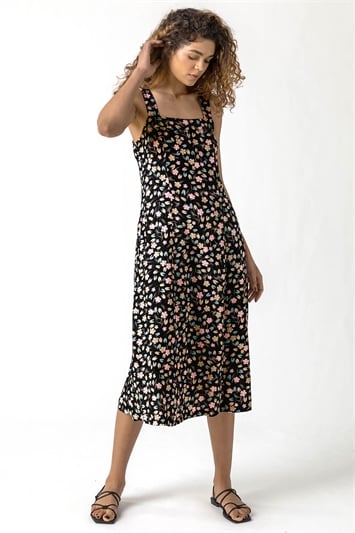 Floral Wide Strap Midi Dress 14127572