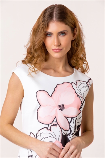 Floral Placement Print Stretch Dress 14230546
