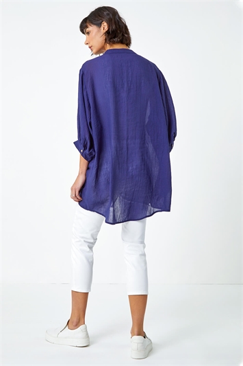 Plain Oversized Cotton Blend Shirt 10113760