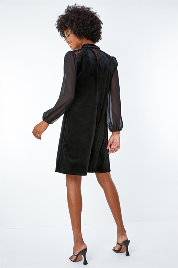 Velvet Lace Shoulder Swing Dress 14315708