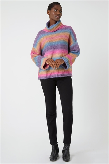 Relaxed Roll Neck Ombre Jumper 16094458
