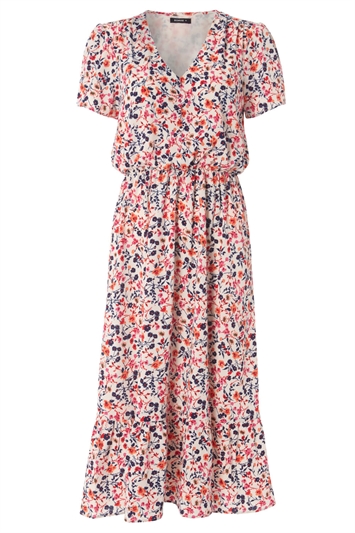 Ditsy Floral Tiered Midi Dress 14085072