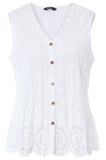 Eyelet Detail Embroidered Crinkle Blouse 10007894