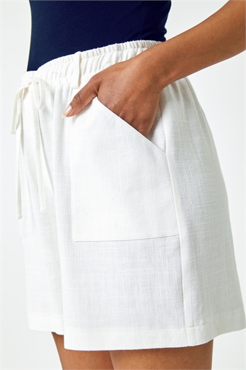 Petite Linen Blend Drawstring Shorts 18046994