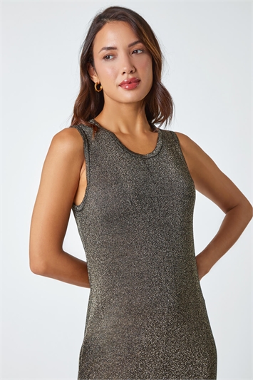 Sleeveless Sparkle Knitted Midi Dress 14396133