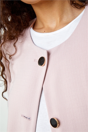 Collarless Button Detail Jacket 15019779