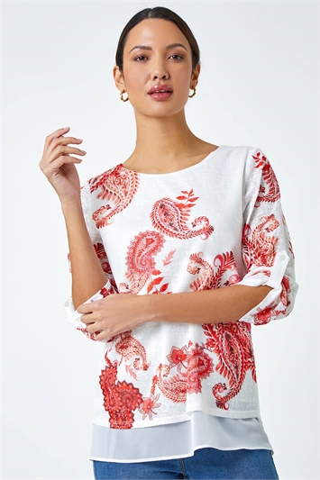 Paisley Print Double Layer Top 19096264