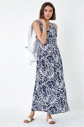 Floral Print Twist Front Maxi Dress 14341160