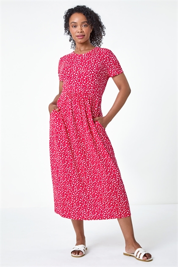 Petite Spot Print Stretch Midi Dress 14627878