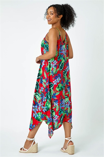 Petite Tropical Hanky Hem Midi Dress 14400278