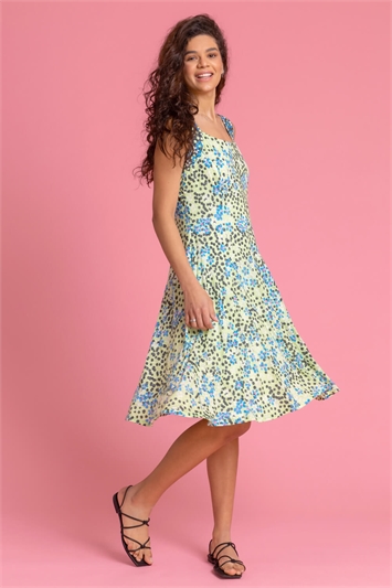 Floral Spot Print Fit and Flare Dress 14239849